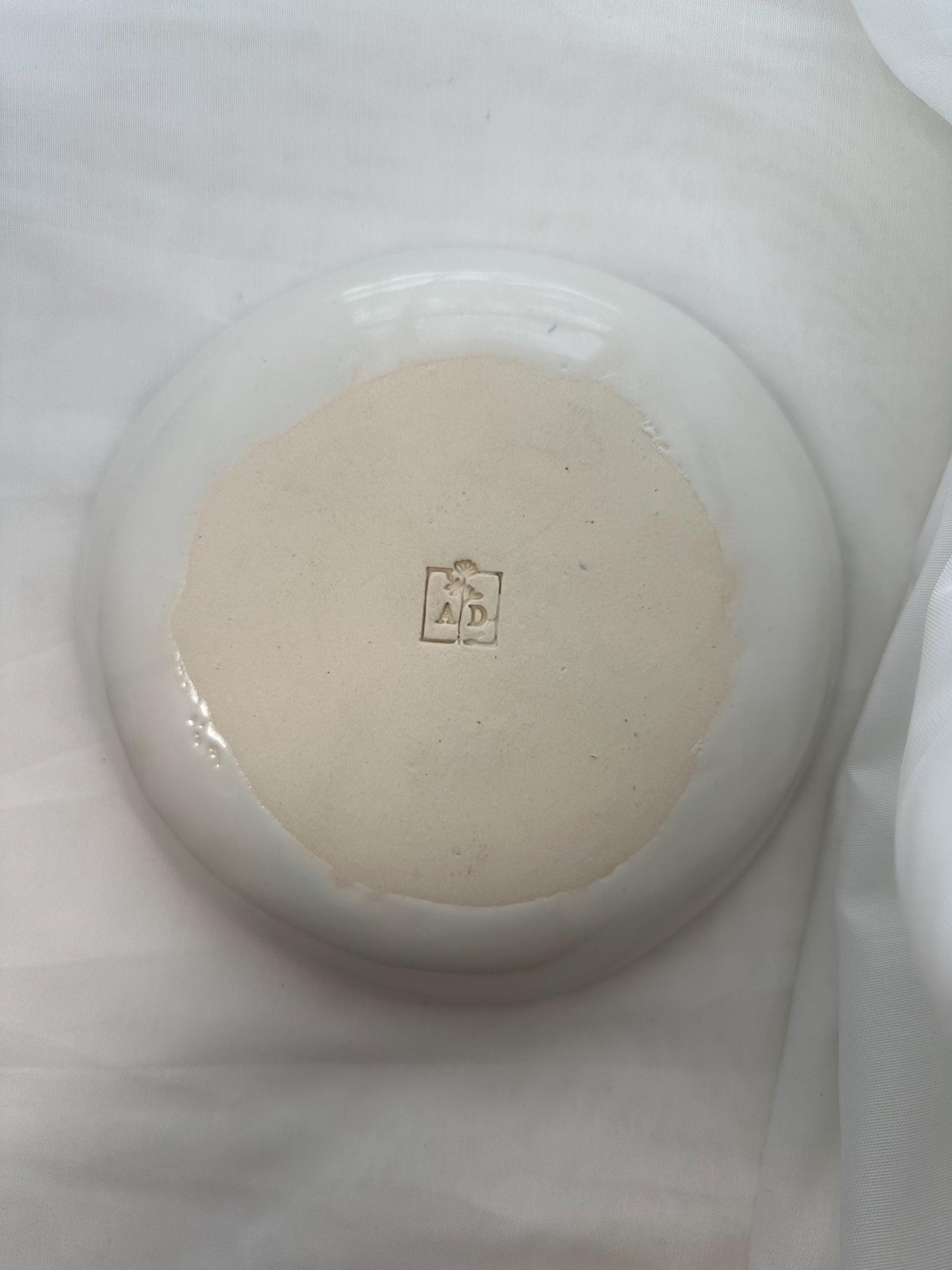 Handmade and handpainted ceramic bowl, one-of-a-kind, blue design